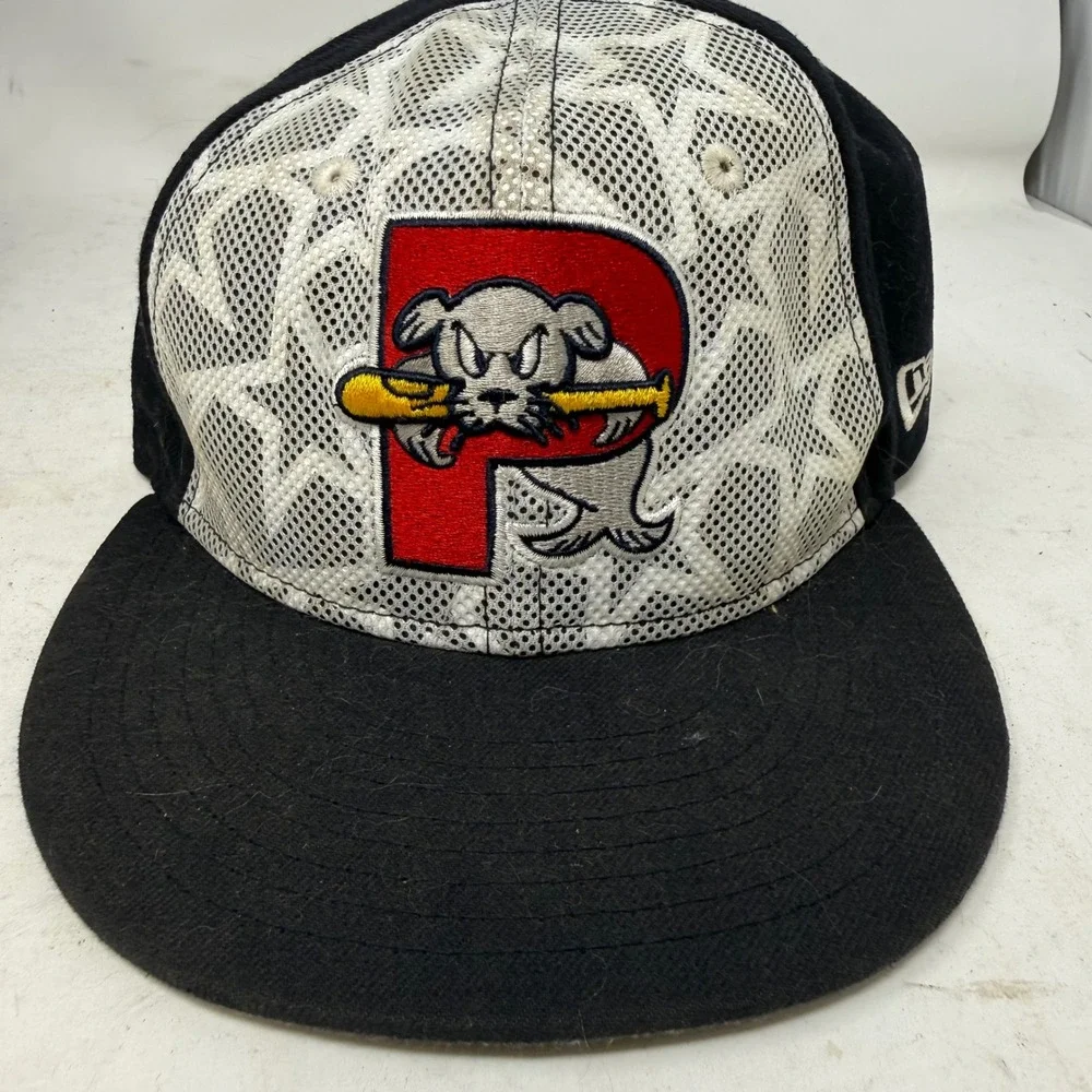 New Era Portland Sea Dogs MiLB Fitted Hat 7 3/8 Black White Mesh Star Pattern